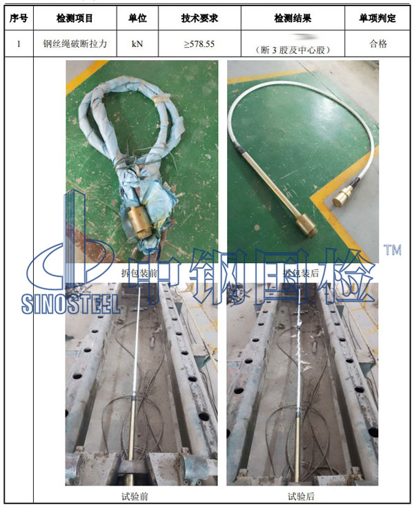 鋼索檢測項(xiàng)目結(jié)果